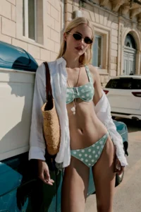 TRENDYOLMİLLA Polka Dot balconette Covered Regular Regular Waist Bikini Set - Image 2
