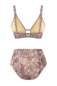 TRENDYOLMİLLA Batik Patterned Cut Out/Window Detailed Triangle Covered Regular High Waist Bikini Set - Image 6