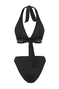 TRENDYOLMİLLA Black striped Triangle Covered Regular Regular Waist Bikini Set - Image 6