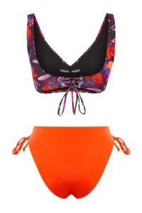 TRENDYOLMİLLA Floral Patterned Piped bralette Covered Regular High Waist Bikini Set - Image 6