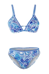 TRENDYOLMİLLA Shawl pattern Embroidered Triangle Covered Regular Regular Waist Bikini Set - Image 5