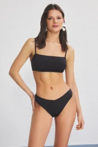 TRENDYOLMİLLA Black Strapless Regular Regular Waist Bikini Set - Image 2