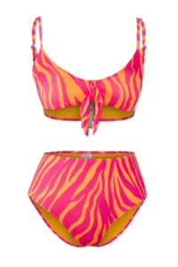 TRENDYOLMİLLA Abstract Patterned tied up bralette Covered Regular High Waist Bikini Set - Image 5