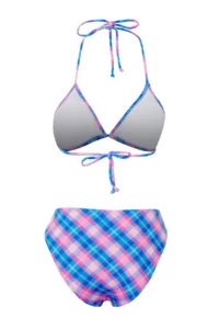 TRENDYOLMİLLA Plaid Patterned Triangle Covered Regular High Waist Bikini Set - Image 7