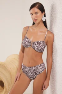 TRENDYOLMİLLA Zebra Patterned with accessories Strapless Covered Regular High Waist Bikini Set - Image 2