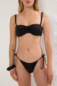 TRENDYOLMİLLA Black tunnelled bralette Covered Regular Low Waist Bikini Set - Image 3
