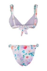 TRENDYOLMİLLA Floral Patterned Shirred Triangle Covered Regular Regular Waist Bikini Set - Image 6