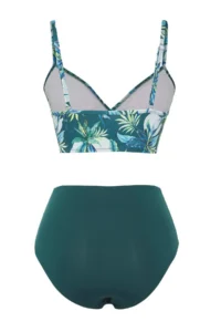 TRENDYOLMİLLA Floral Patterned Draped Triangle Covered hipster High Waist Bikini Set - Image 6