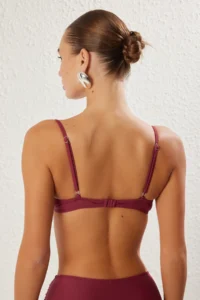 TRENDYOLMİLLA Plum Drapeli balconette Covered Bikini Top - Image 5
