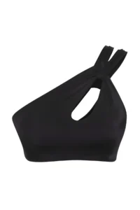 TRENDYOLMİLLA Black Cut Out/Window Detailed One Shoulder Covered Bikini Top - Image 5