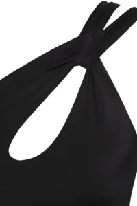 TRENDYOLMİLLA Black Cut Out/Window Detailed One Shoulder Covered Bikini Top - Image 6