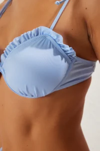 TRENDYOLMİLLA Mavi Frilly balconette Covered Bikini Top - Image 5