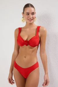 TRENDYOLMİLLA Rejection Applique Detailed balconette Covered Bikini Top - Image 2