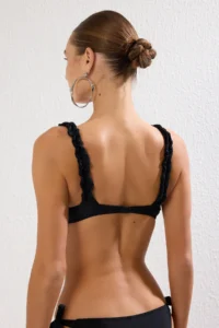 TRENDYOLMİLLA Black Shirred bralette Covered Bikini Top - Image 5