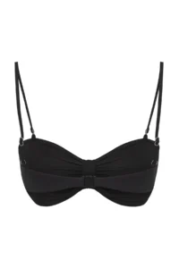 TRENDYOLMİLLA Black Shirred Strapless Covered Bikini Top - Image 6