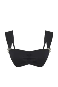 TRENDYOLMİLLA Black with accessories bralette Covered Bikini Top - Image 5