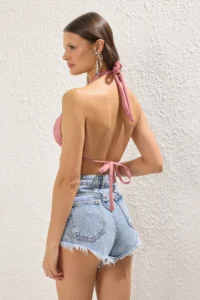 TRENDYOLMİLLA Pink with accessories Triangle Covered Bikini Top - Image 8