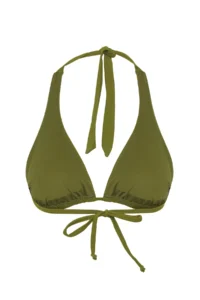 TRENDYOLMİLLA Khaki Triangle Binding Detailed Covered Basic Bikini Top - Image 10