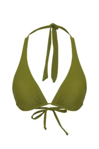 TRENDYOLMİLLA Khaki Triangle Binding Detailed Covered Basic Bikini Top - Image 9