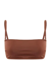 TRENDYOLMİLLA Brown Strapless Covered Bikini Top