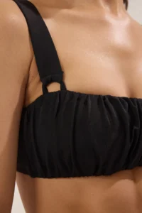 TRENDYOLMİLLA Black Drapeli bralette Covered Bikini Top - Image 3