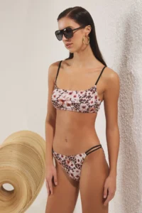 TRENDYOLMİLLA Floral And Leopard Mix Patterned Piped Bralette Covered Bikini Top - Image 2