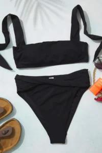 TRENDYOLMİLLA Black Strapless Covered Bikini Top