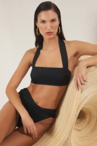 TRENDYOLMİLLA Black Strapless Covered Bikini Top - Image 2