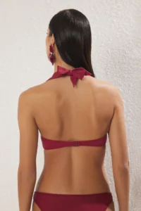 TRENDYOLMİLLA Burgundy Strapless Covered Bikini Top - Image 4