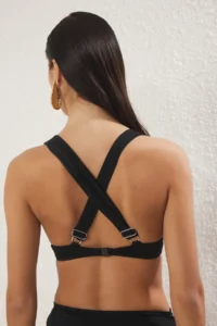 TRENDYOLMİLLA Black balconette Covered Bikini Top - Image 2