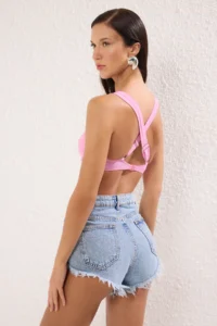 TRENDYOLMİLLA Pink balconette Covered Bikini Top - Image 4