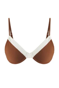 TRENDYOLMİLLA Brown Color Bloklu balconette Covered Bikini Top - Image 4