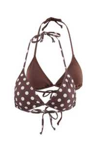 TRENDYOLMİLLA Brown and Polka Dot 2 Sets Triangle Covered Bikini Top