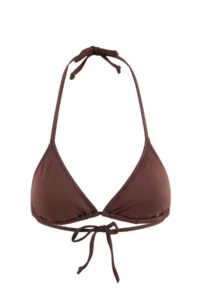TRENDYOLMİLLA Brown and Polka Dot 2 Sets Triangle Covered Bikini Top - Image 4