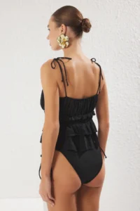 TRENDYOLMİLLA Black Weaving Flower Appliqued Beach Blouse - Image 5