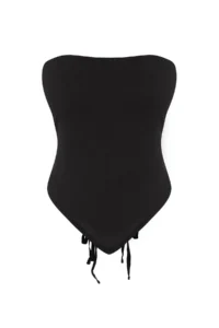 TRENDYOLMİLLA Black Weaving 100% Linen Beach Blouse - Image 5