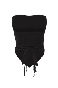 TRENDYOLMİLLA Black Weaving 100% Linen Beach Blouse - Image 6