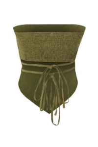 TRENDYOLMİLLA Khaki Weaving 100% Linen Beach Blouse - Image 10