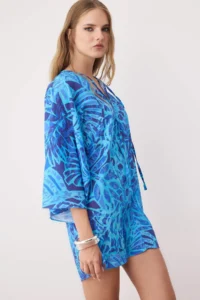 TRENDYOLMİLLA Abstract Patterned Weaving 100% Cotton Beach Mini Dress - Image 2