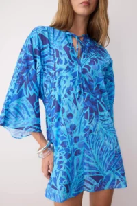 TRENDYOLMİLLA Abstract Patterned Weaving 100% Cotton Beach Mini Dress - Image 3