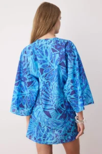 TRENDYOLMİLLA Abstract Patterned Weaving 100% Cotton Beach Mini Dress - Image 4
