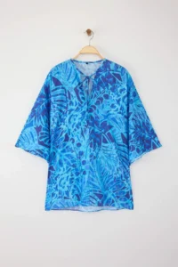 TRENDYOLMİLLA Abstract Patterned Weaving 100% Cotton Beach Mini Dress - Image 5