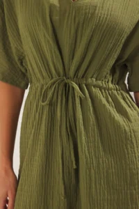 TRENDYOLMİLLA Khaki Weaving slit Beach Midi Dress - Image 5