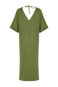 TRENDYOLMİLLA Khaki Weaving slit Beach Midi Dress - Image 9