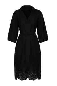 TRENDYOLMİLLA beachwear Black Weaving Embroidered Midi Dress - Image 6