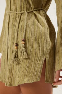 TRENDYOLMİLLA Khaki Weaving Arched Beach Mini Dress - Image 4