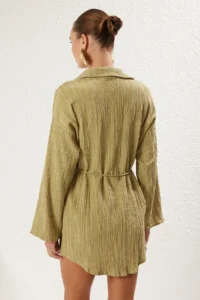 TRENDYOLMİLLA Khaki Weaving Arched Beach Mini Dress - Image 5