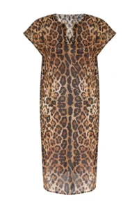 TRENDYOLMİLLA Leopard Patterned Weaving 100% Cotton Beach Midi Dress - Image 5