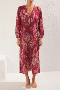 TRENDYOLMİLLA Ethnic Patterned Weaving 100% Cotton Maxi Beach Dress - Image 3