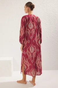 TRENDYOLMİLLA Ethnic Patterned Weaving 100% Cotton Maxi Beach Dress - Image 5
